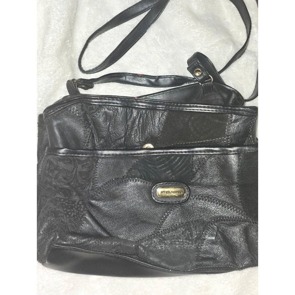 Vintage VR. CLASSICS Black Patchwork Shoulder Bag Womens - Picture 2 of 5